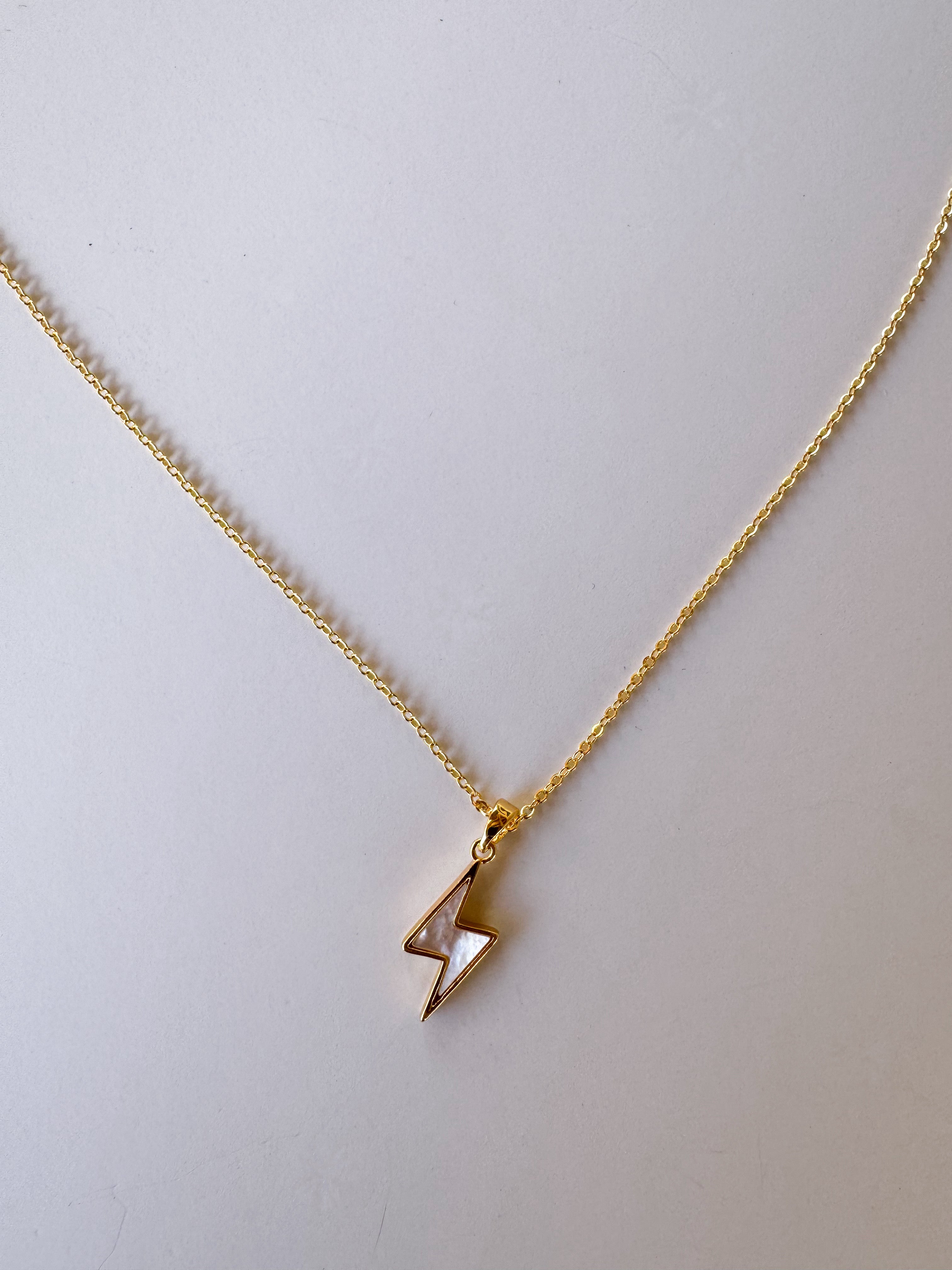 Pearl Lightening Bolt Pendant Necklace
