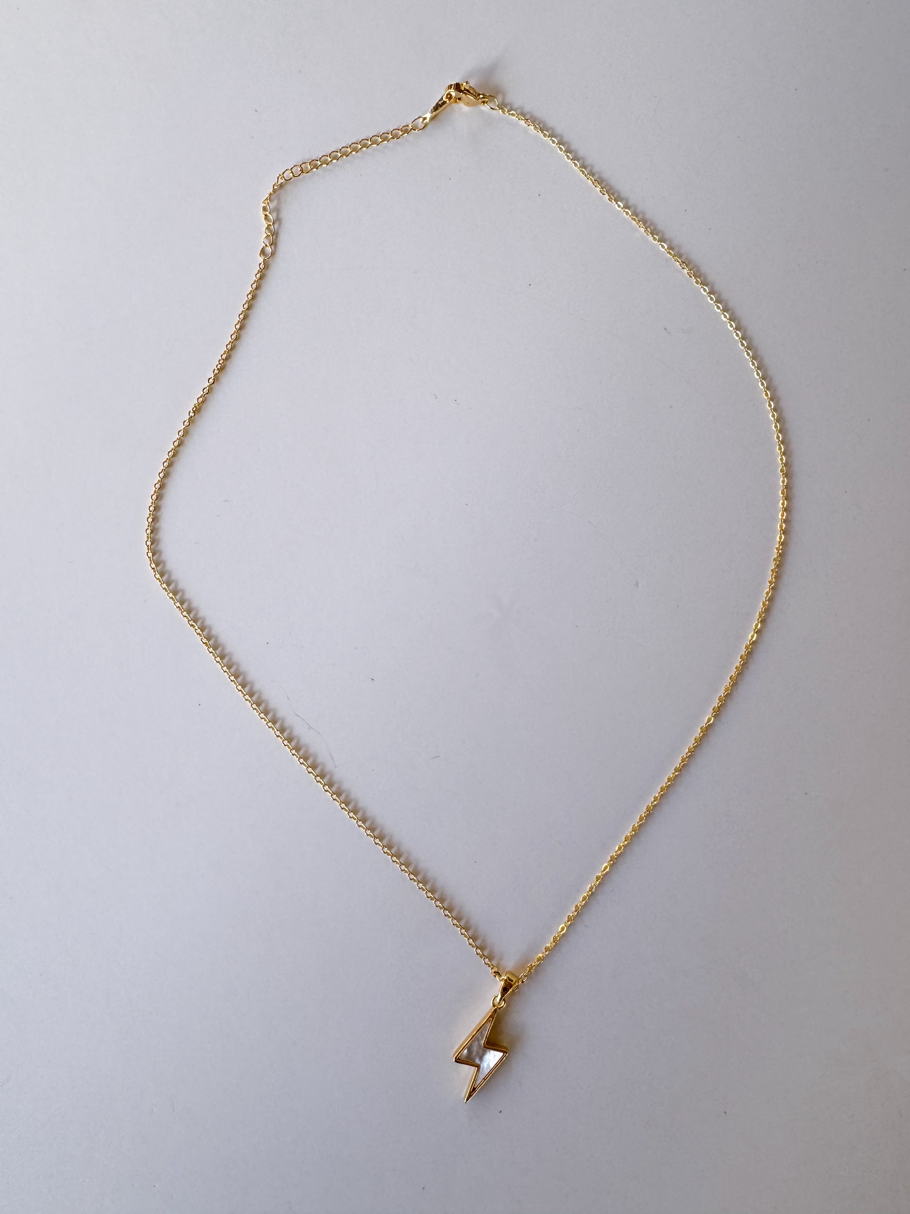 Pearl Lightening Bolt Pendant Necklace