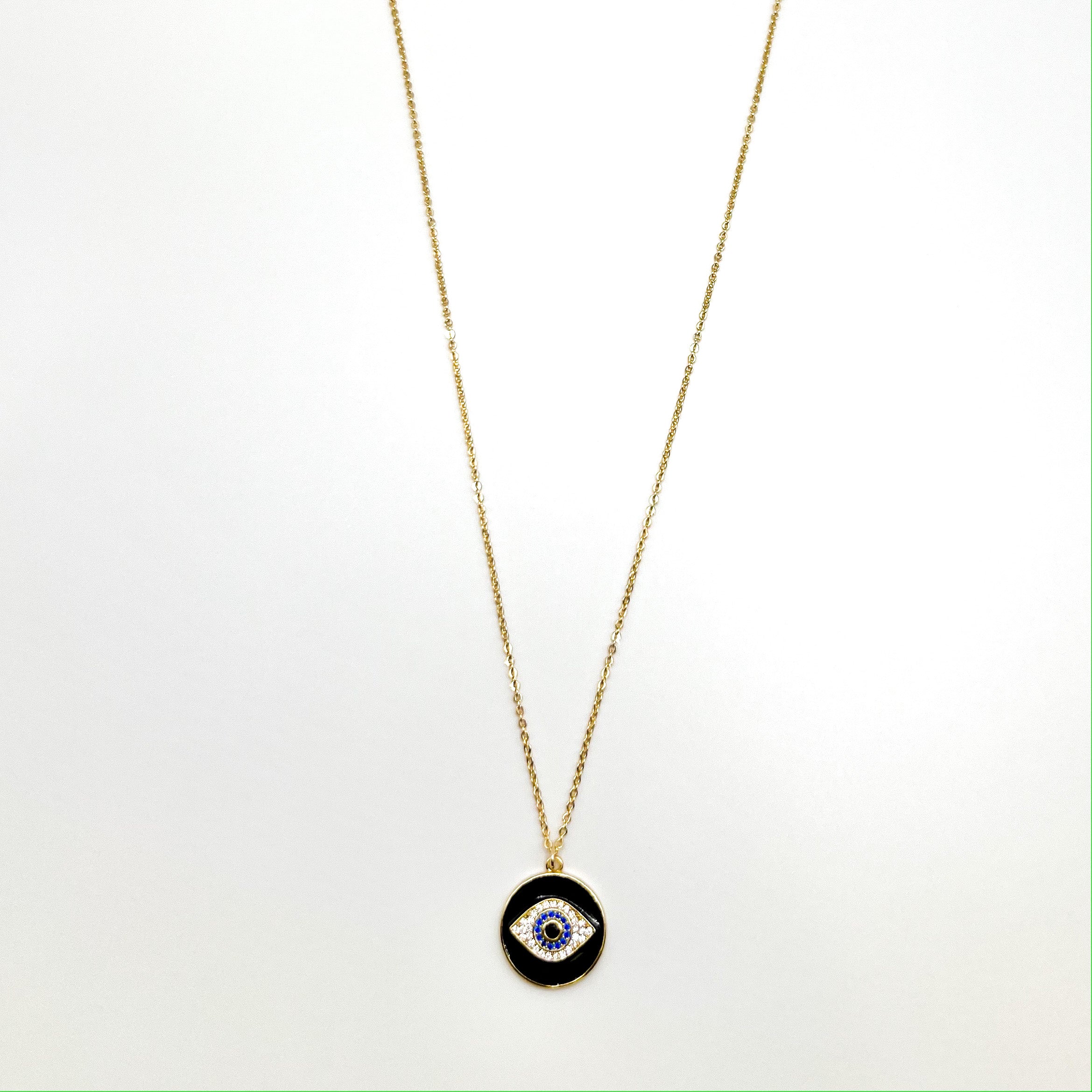 Black Enamel Protection Eye Pendant Necklaces