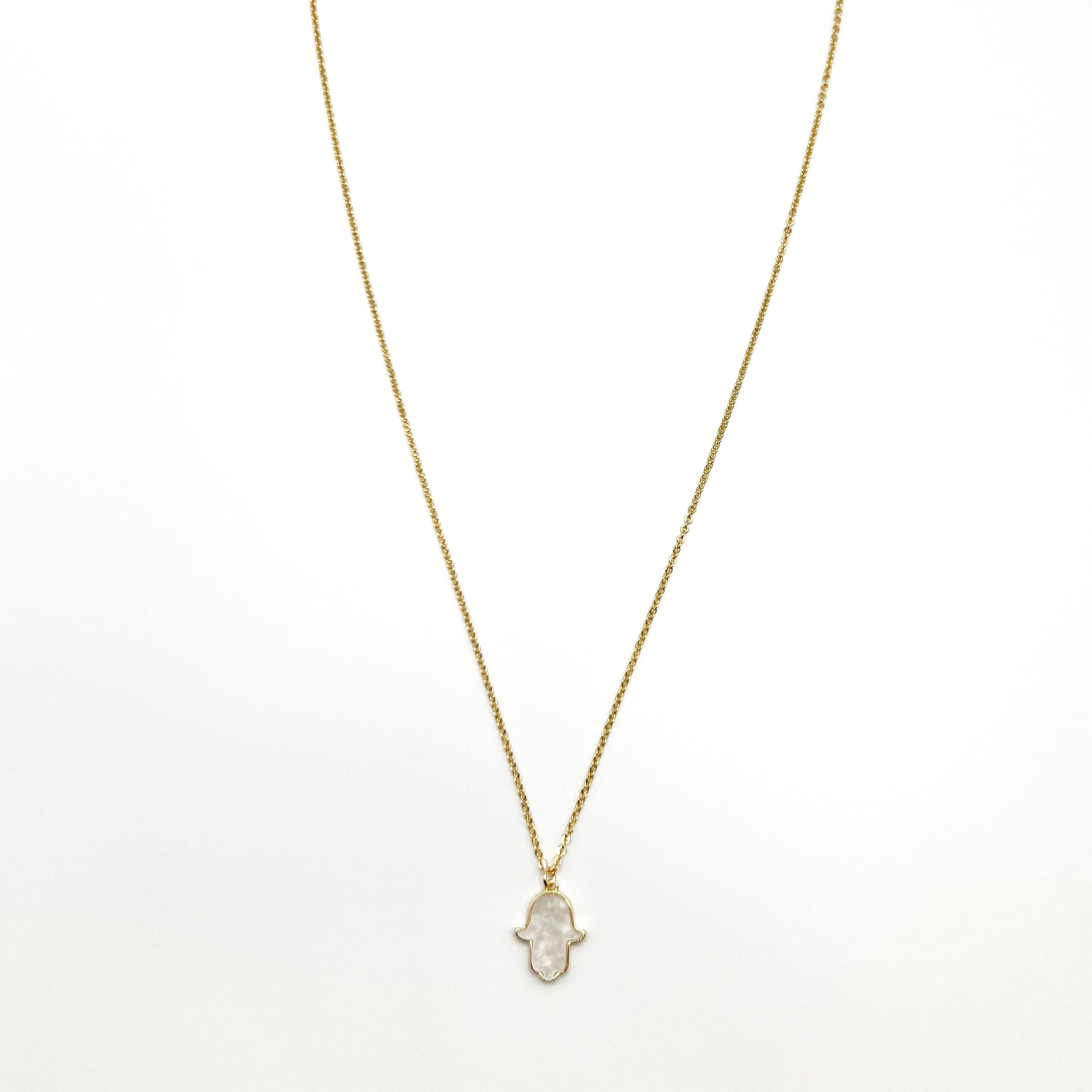 Pearlescent Hamsa Pendant Necklaces