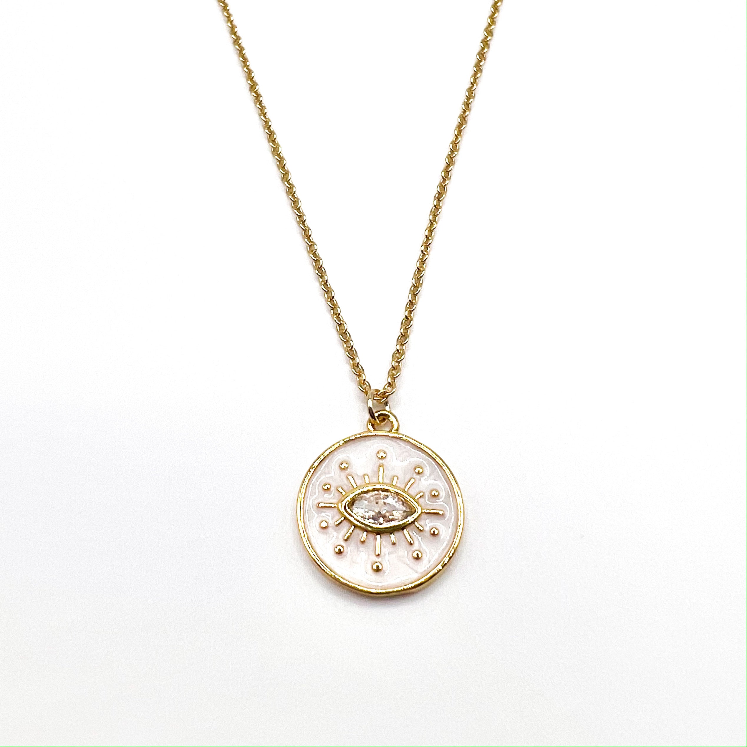 Pearlescent Protection Eye Pendant Necklace