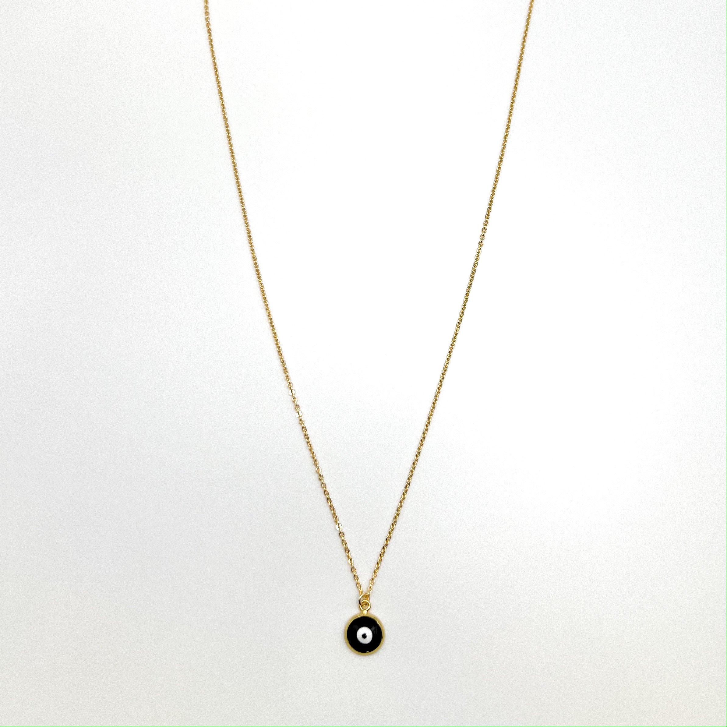 Mini Enamel Black Pendant Necklace
