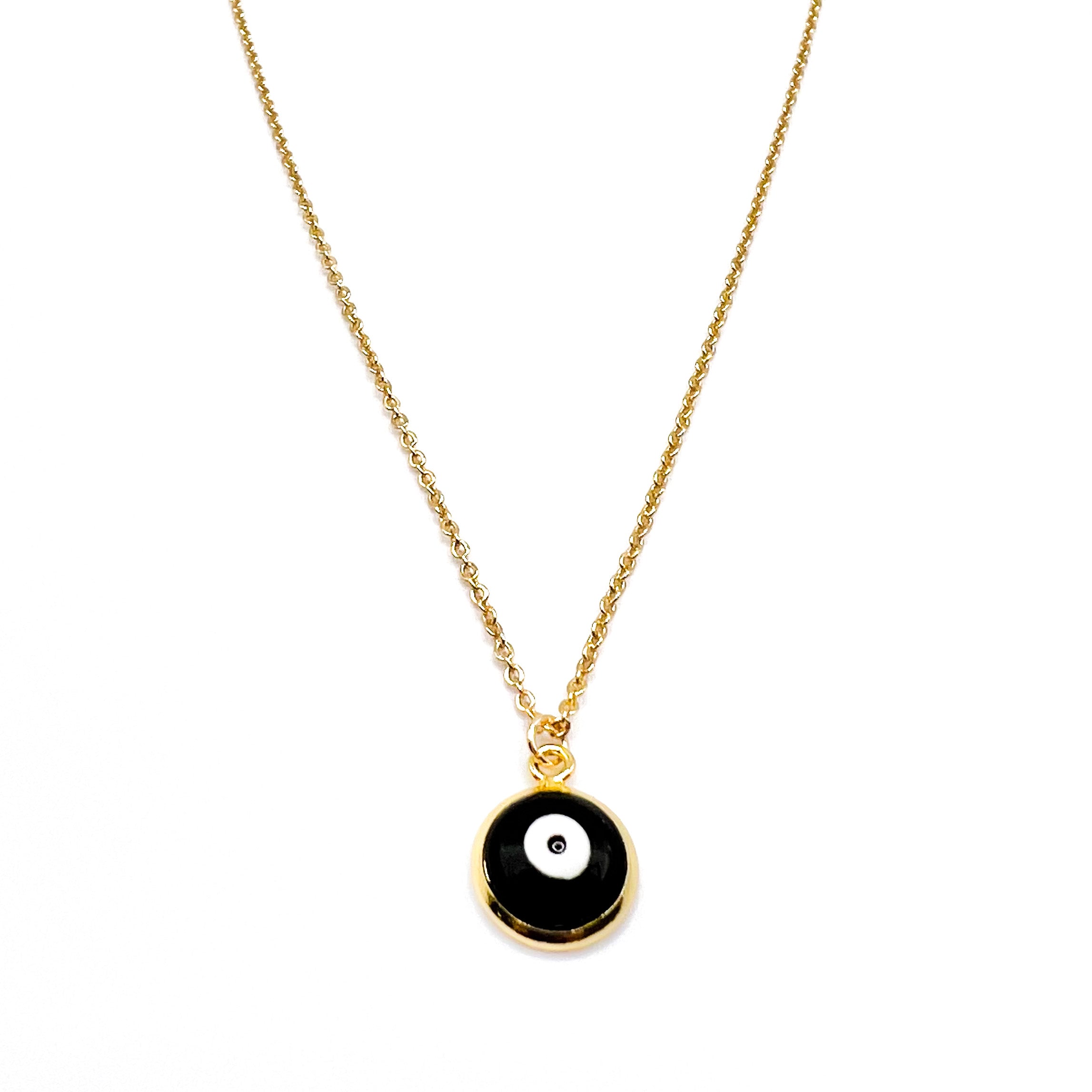 Mini Enamel Black Pendant Necklace